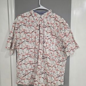 crown & ivy Pink Flamingo Print Casual Shirt